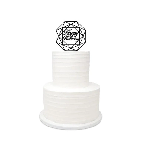 Topper ozdoby na tort napis Happy Birthday geometryczny dekoracje urodzinowe